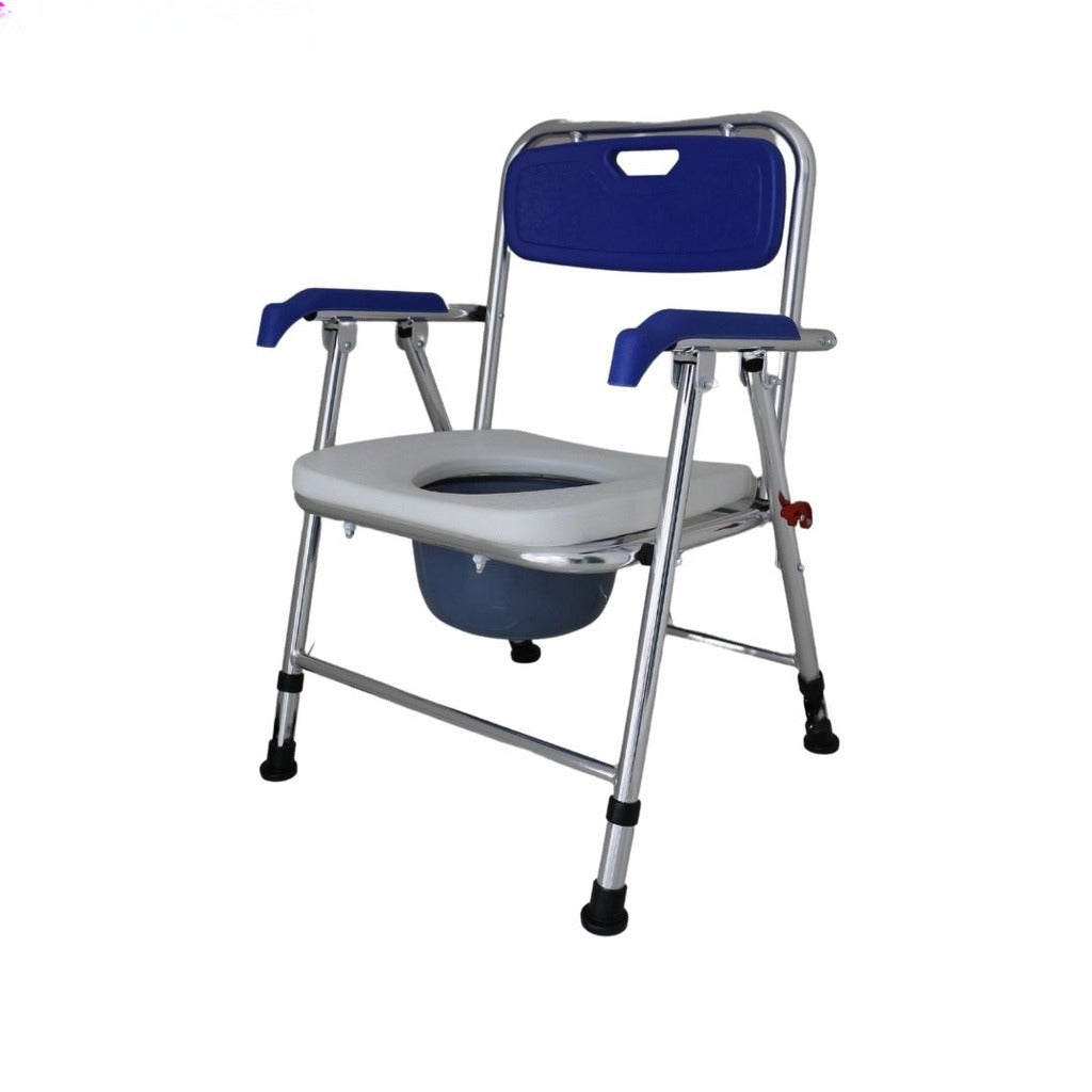 Abloom 2 In 1 Commode Chair and Shower Chair foldable aluminum aluminum commode chair white/blue